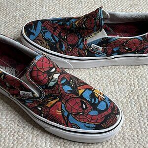 Vans X Spiderman Classic Marvel Men's Size 10.5 Slip On Sneakers Shoes